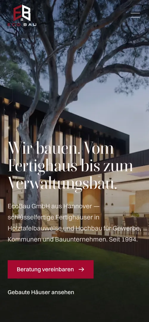 ecobau-hannover.com in der Ansicht auf dem Handy